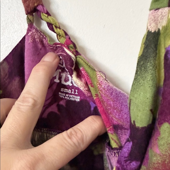 Mudd Purple and Green Floral Tank Top Y2K - Picture 2 of 2